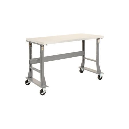 GLOBAL EQUIPMENT 72 x 30 Mobile Fixed Height Flared Leg Workbench - Laminate Safety Edge Gray 183982A